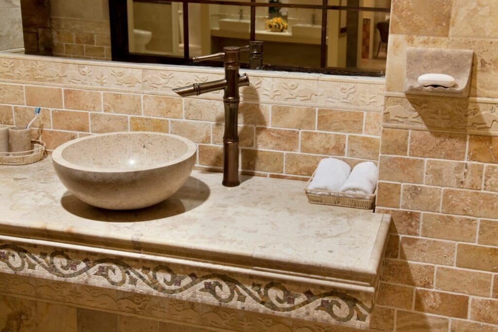 Marble bathroom countertop with sink