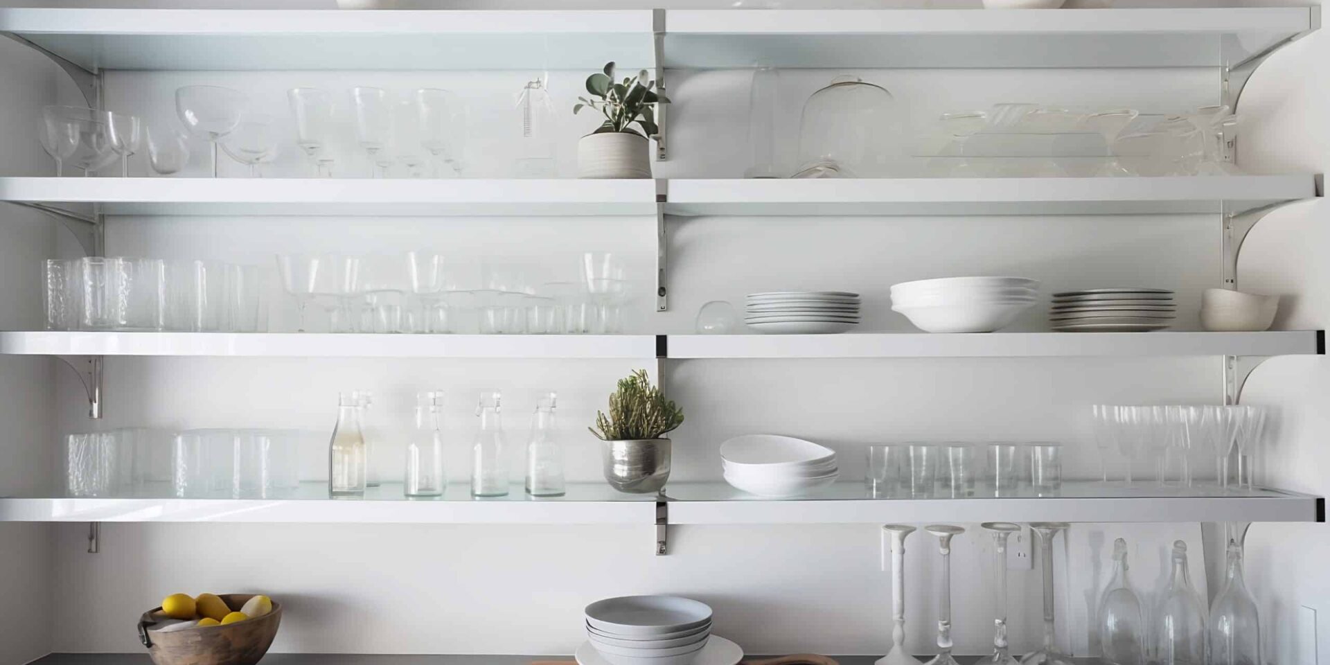 floating shelves in kitchen